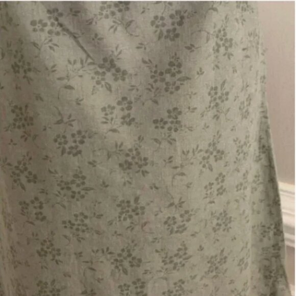Eddie Bauer A Line Linen Blend Floral Print Olive Colored Skirt Size 12 - Picture 3 of 5